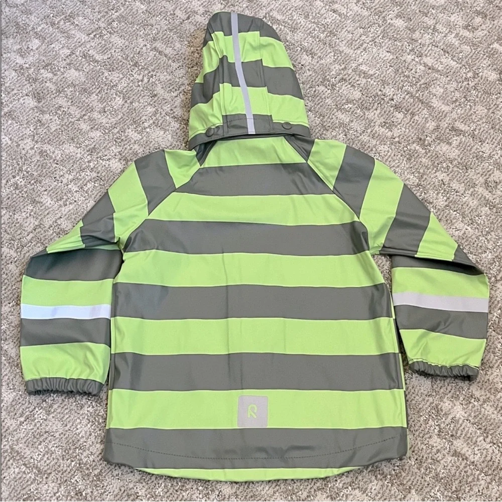 Reima Kids' Vesi Raincoat in Greyish Green Stripe - Picture 8 of 10